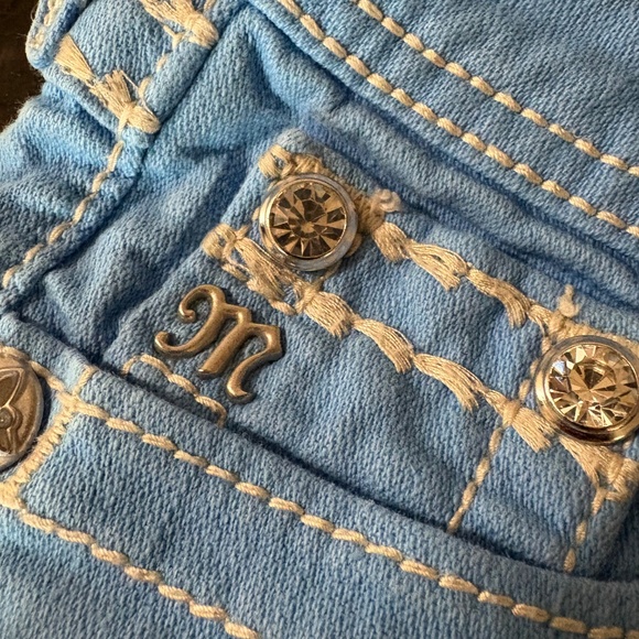 Girls Miss Me Jeans Shorts Low Rise Blue Floral Flap Denim Kids 10 - Picture 4 of 15